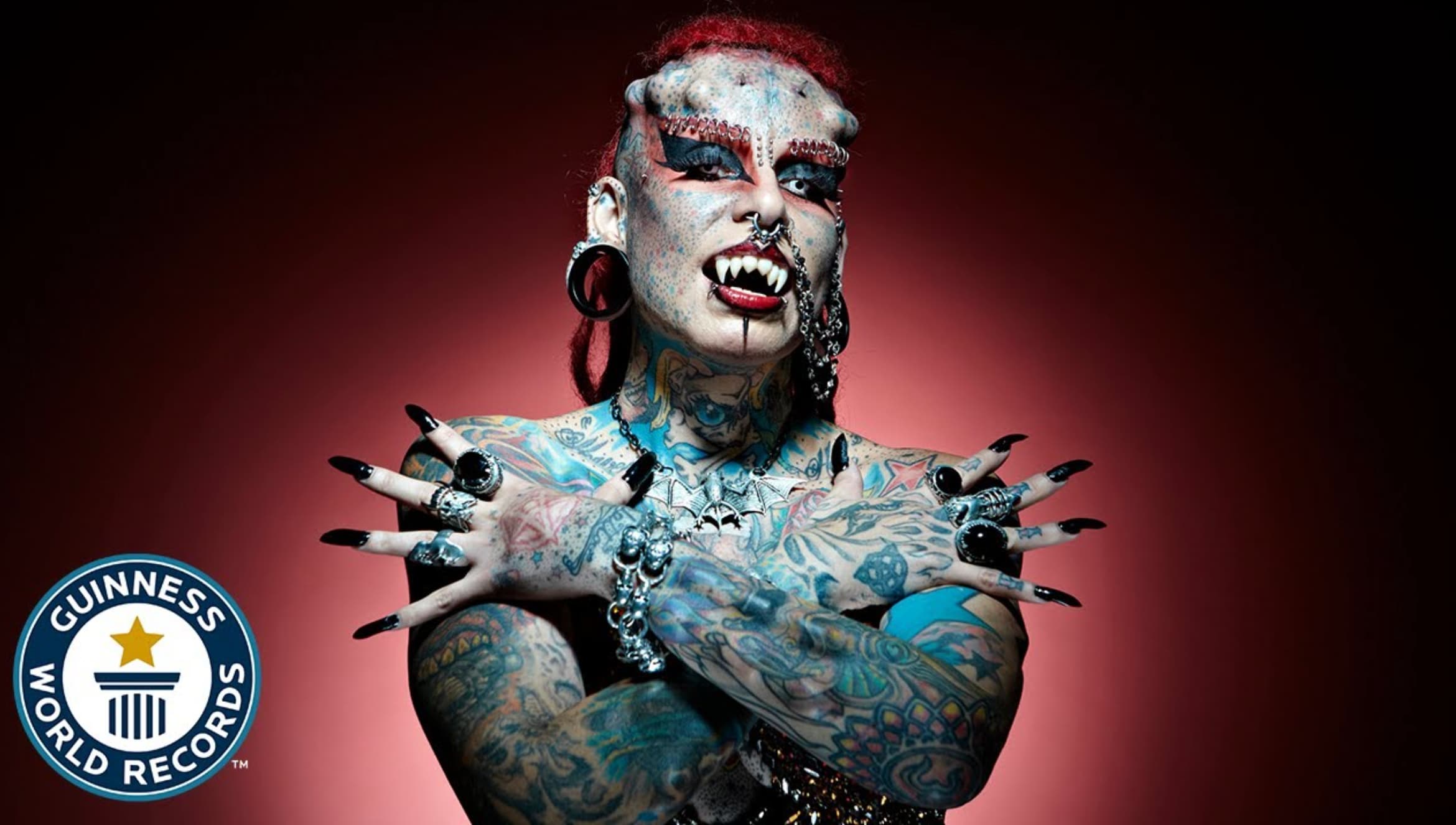 Nicknamed the ‘Vampire Woman,’ Mexico’s María José Cristerna Méndez currently holds the Guinness World Record for most body modifications. Alongside several piercings and tattoos, she has implants in her forehead and forearms. 